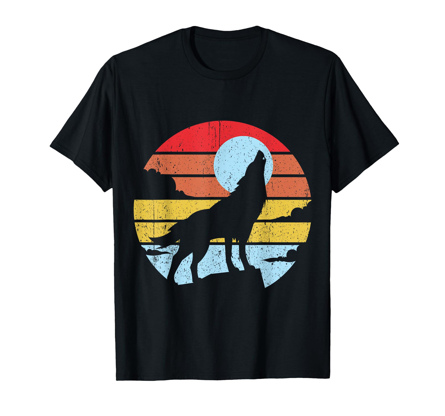 Colorful Wolf Design Wolves Moon T-Shirt