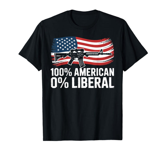 100% American 0% Liberal USA Patriotic Veterans Military T-Shirt