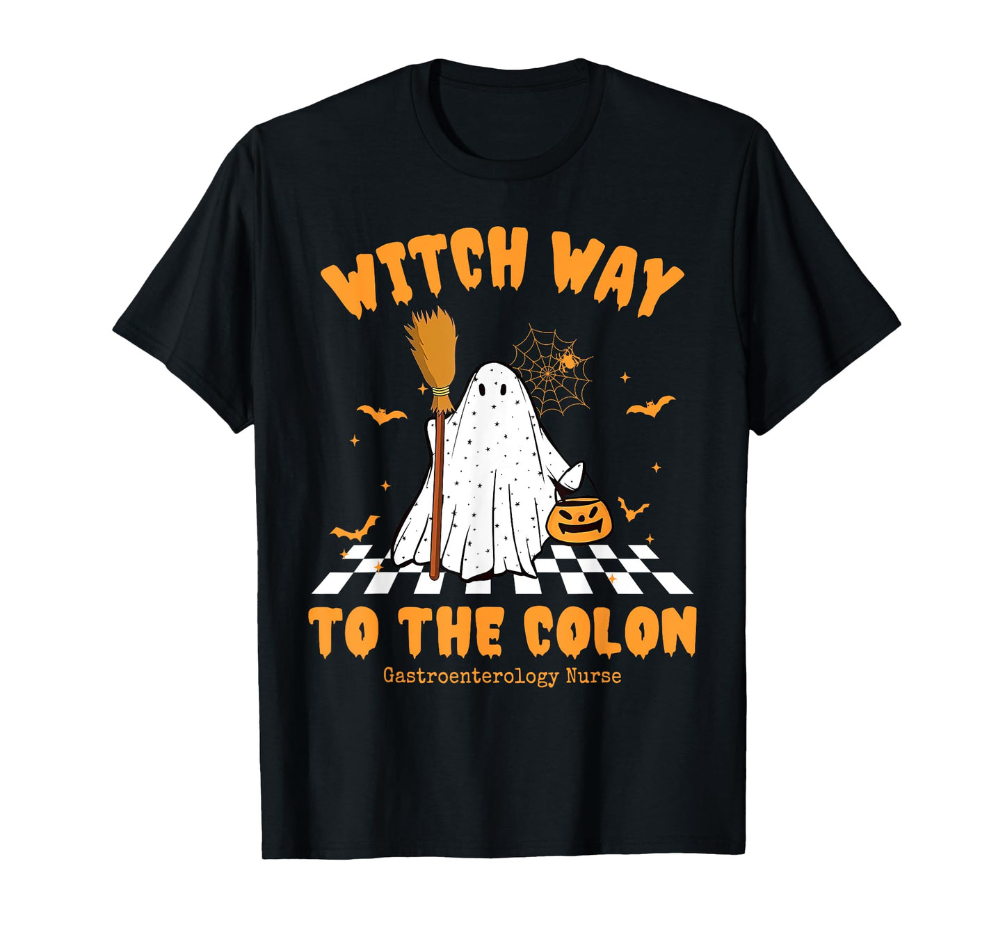 Witch Way To The Colon Cute Ghost Endoscopy Nurse Halloween T-Shirt