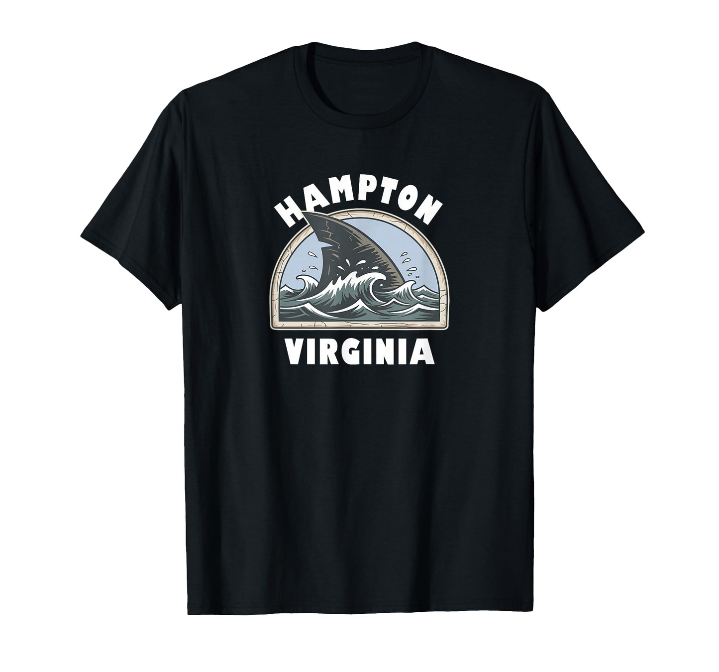 Hampton Virginia Shark Fin Beach Vacation Souvenir T-Shirt