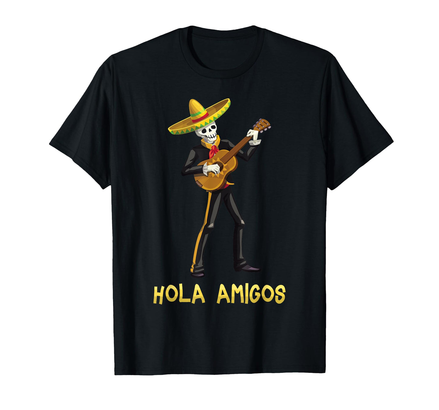 Mexican Halloween - Hola Amigos - Skull - Guitar - Costume T-Shirt
