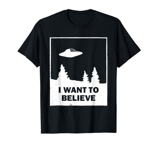 Vintage White I Want To Believe UFO T-Shirt T-Shirt