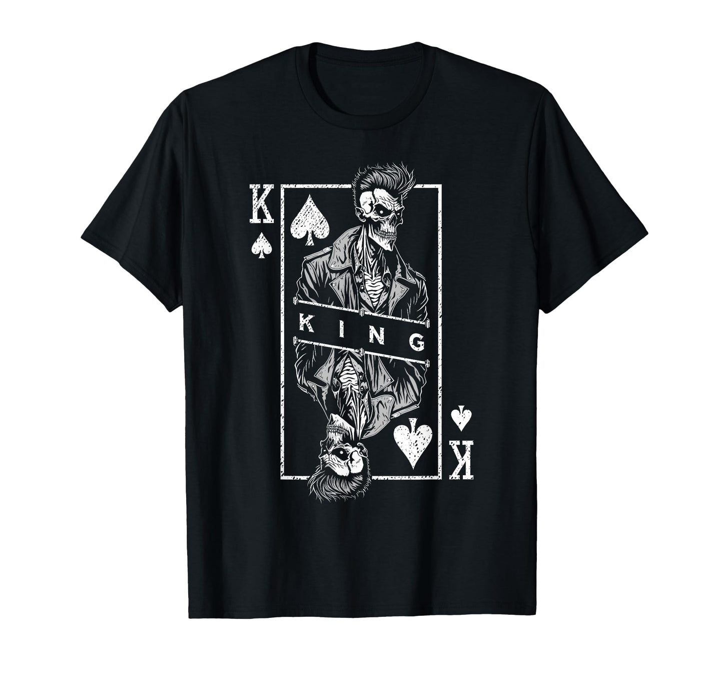 King Of Spades Poker Biker Zombie Halloween Playing Card T-Shirt