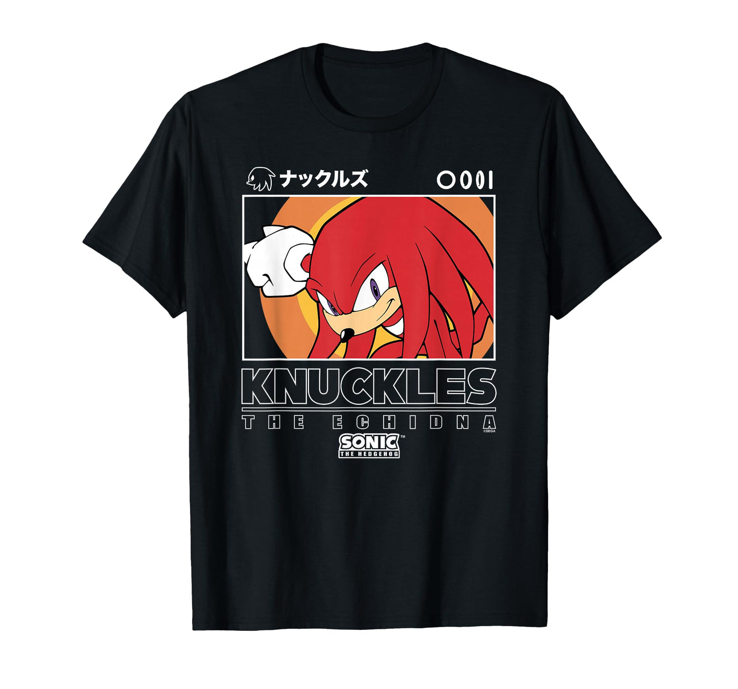 Sonic The Hedgehog Knuckles Iconic Kanji Chest Big Portrait T-Shirt