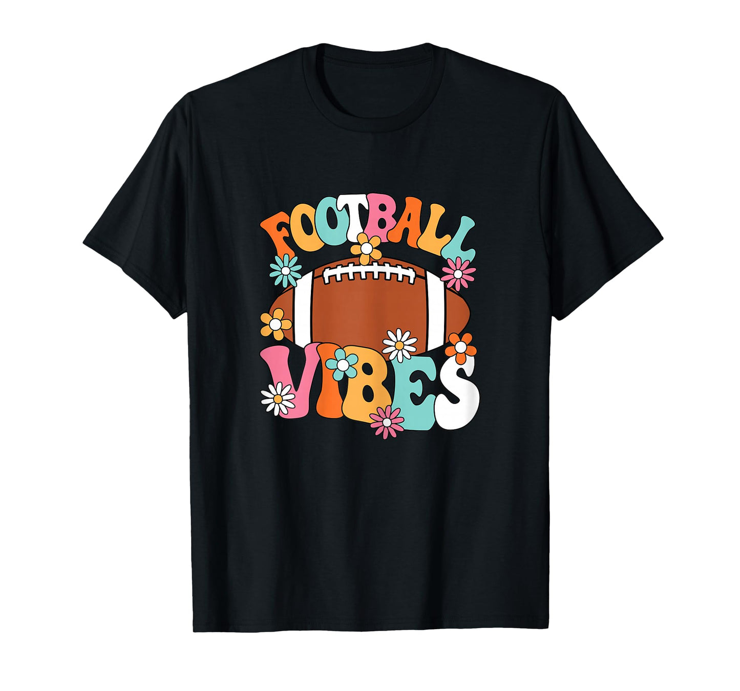 Football Vibes American Football Player Groovy Women Girls T-Shirt