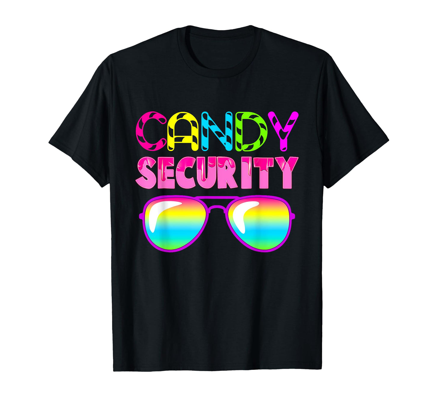 Candy Security Candy Squad Sunglasses Colorful Halloween T-Shirt