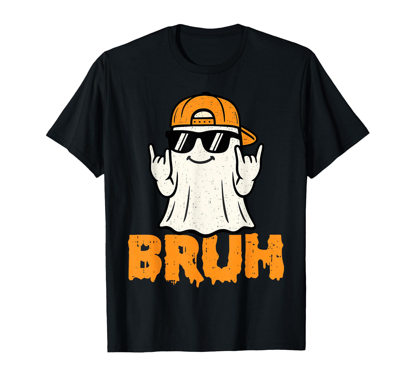 Bruh Ghost Funny Rocker Halloween Costume Men Boys Kids T-Shirt
