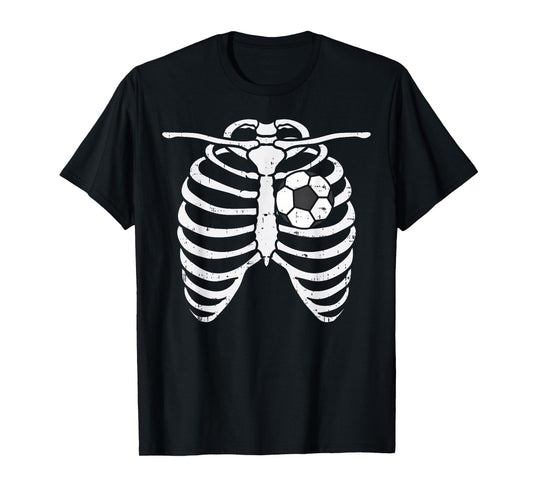 Soccer Heart Skeleton Ribs X-Ray Sport Halloween Costume T-Shirt