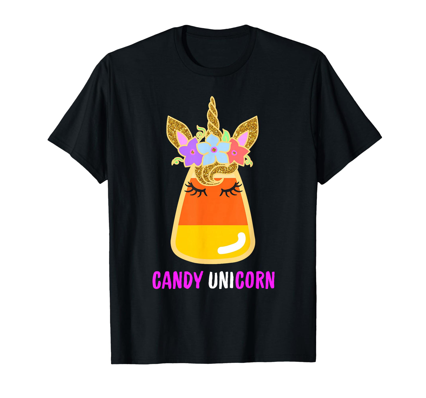 Candy Corn Unicorn Shirt, Halloween Unicorn for Girls T-Shirt