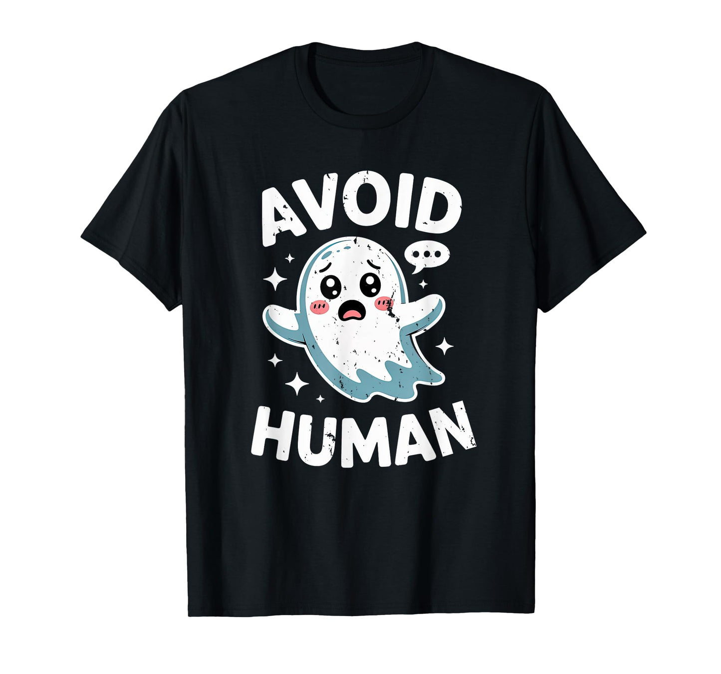Avoid Humans Cute Kawaii Pastel Ghost Funny Introvert Saying T-Shirt