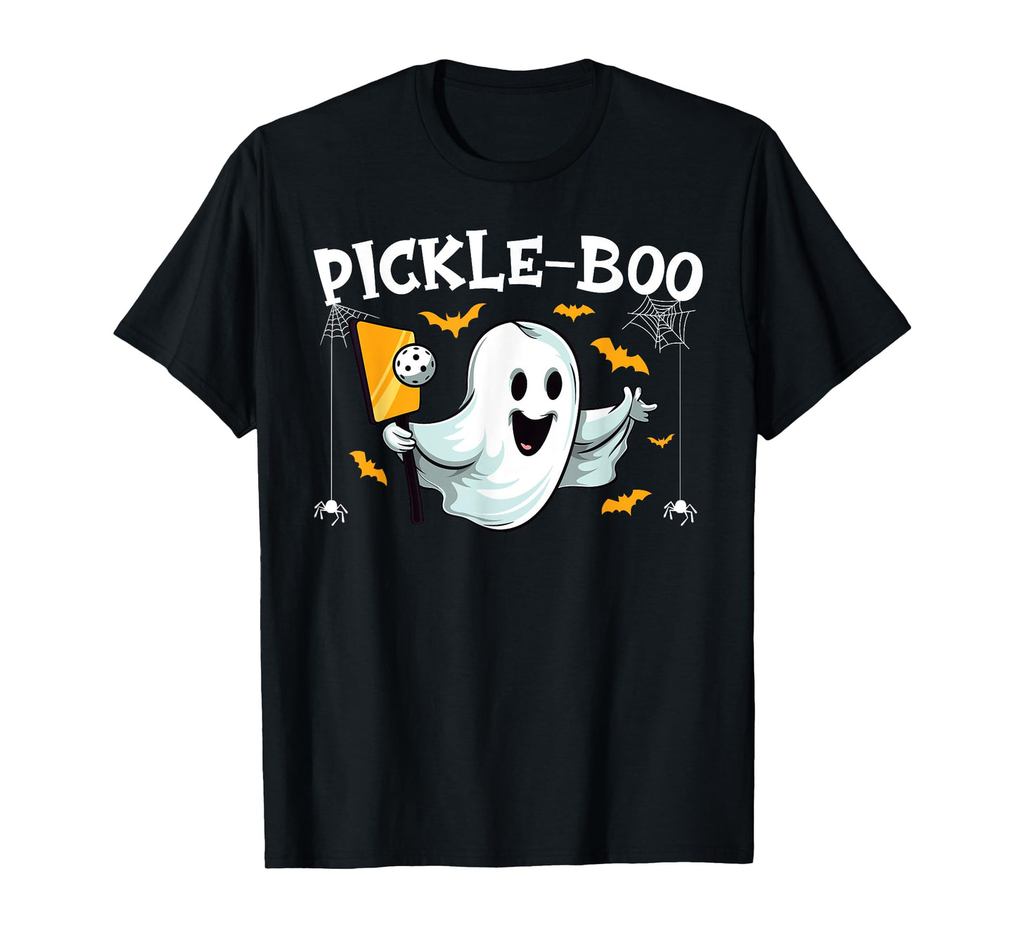 Pickleball Halloween Funny Ghost Pickle-boo Pun Paddle T-Shirt