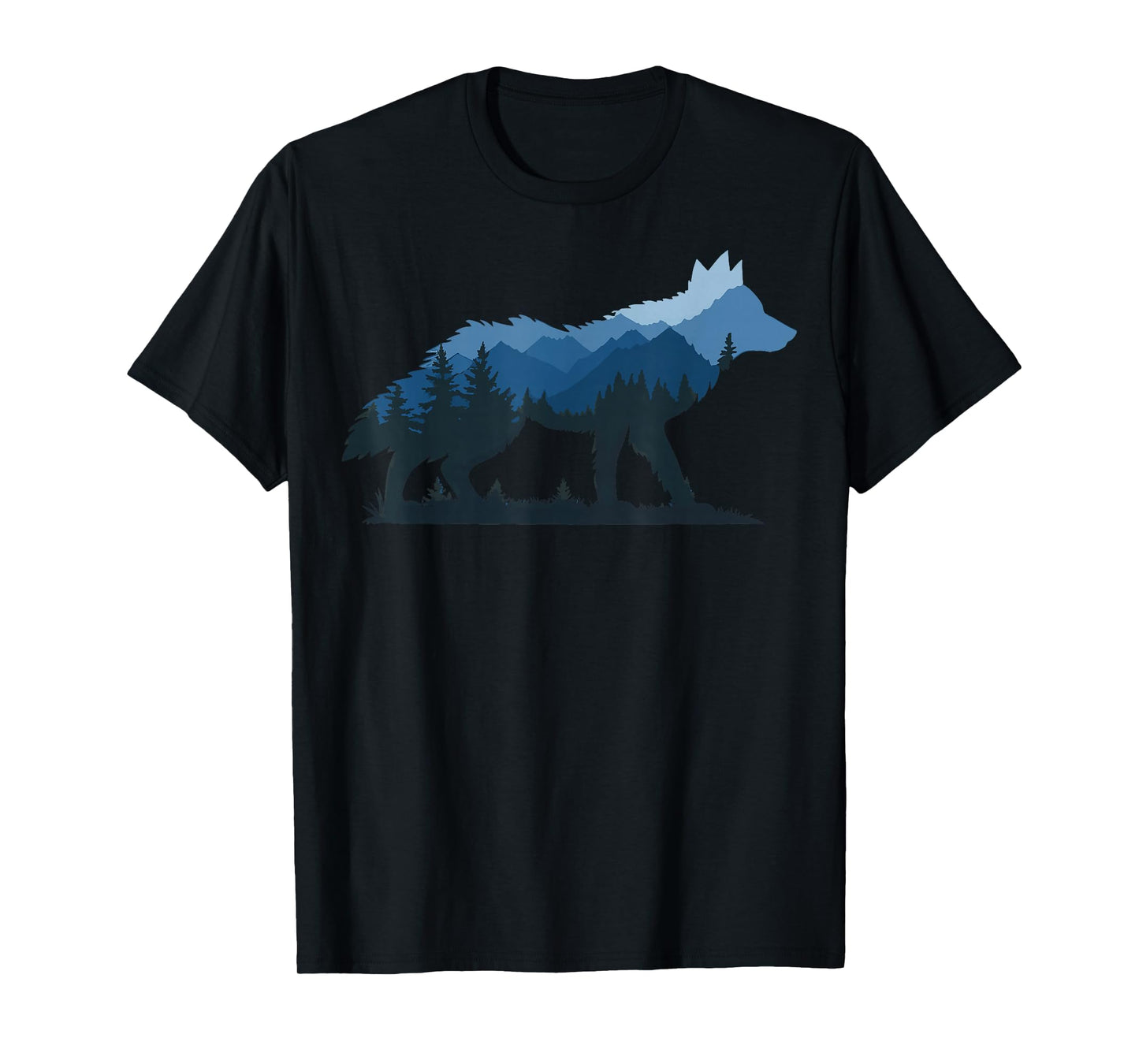Wildlife Animal Hiker Camper Wolf Forest Nature T-Shirt - Men's Black Small Crew Neck Short Sleeve Classic Fit Modern Classic Lightweight Imported Cotton Blend Machine Wash Unisex-Adults, Unisex-Kids