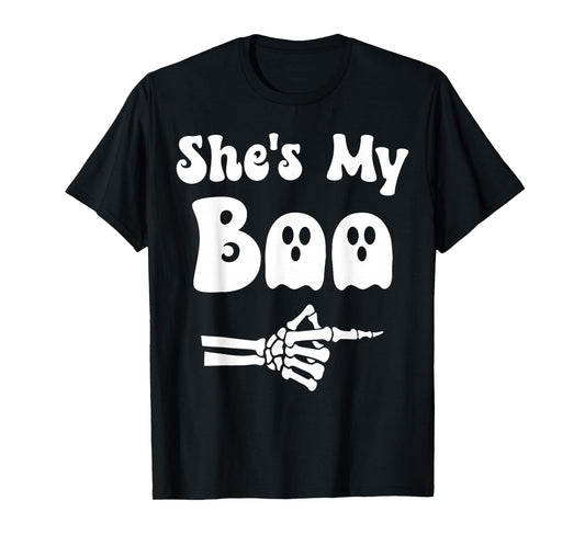 He's My Boo Matching Couple Halloween Couples She's My Boo T-Shirt