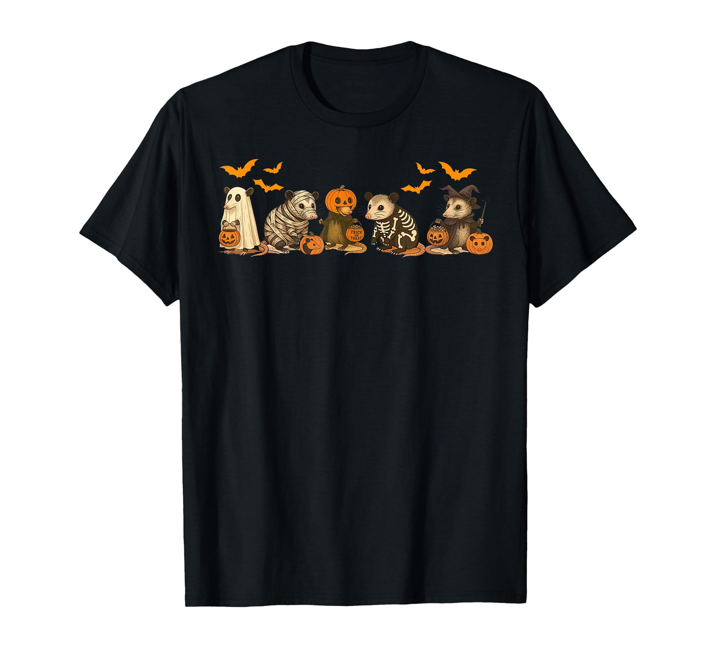 Spooky Opossum Skeleton Mummy Ghost Witchy Possum Halloween T-Shirt
