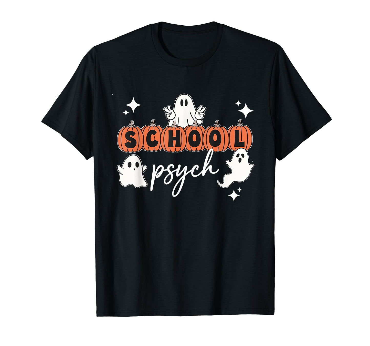 Halloween School Psych Pumpkin Ghost Boo Crew Spooky Season T-Shirt
