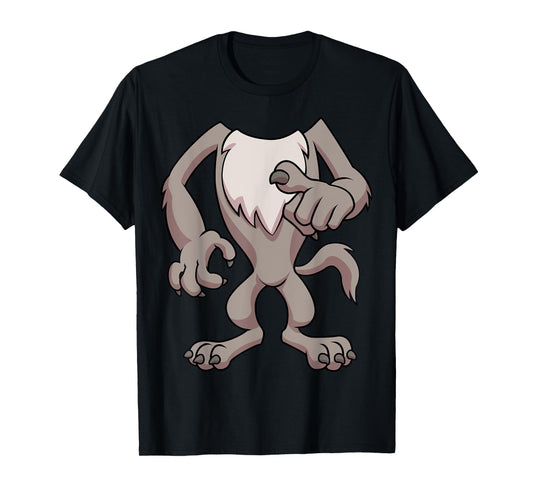Wolf Costume T-Shirt for Halloween Werewolf Animal Cosplay T-Shirt