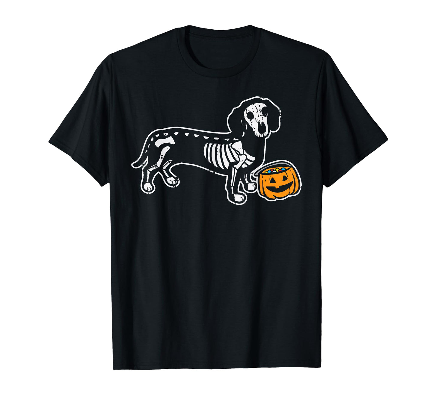 Dachshund Skeleton Jack O Lantern Funny Halloween Wiener Dog T-Shirt