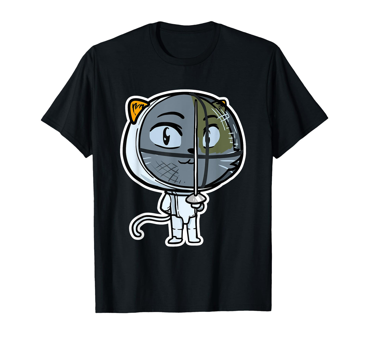 Cute Kawaii Cat Fencing Fencer Cat Lovers T-Shirt for Men Women Girls Kids