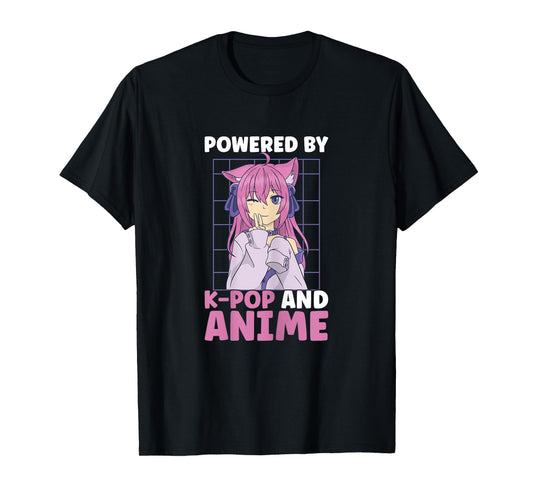 Powered By Anime And K-Pop Kdrama Kpop Teen Girl T-Shirt