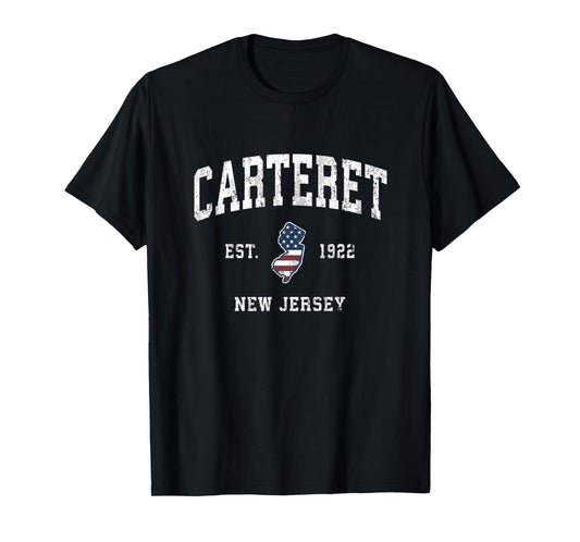 Carteret New Jersey NJ Vintage American Flag Sports Design T-Shirt