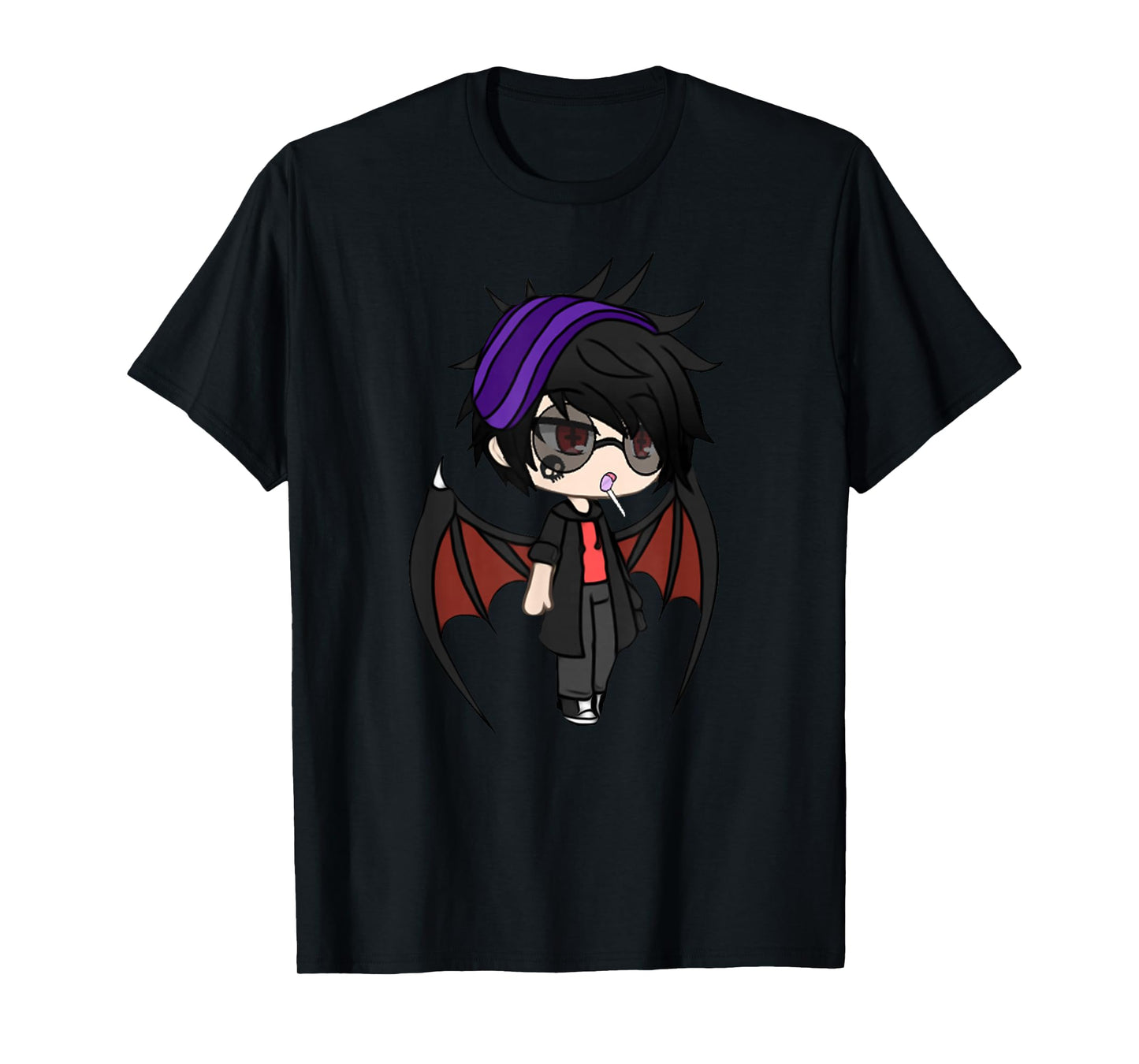Cute Chibi style Kawaii Anime Vamp Boy with Vampire Wings T-Shirt