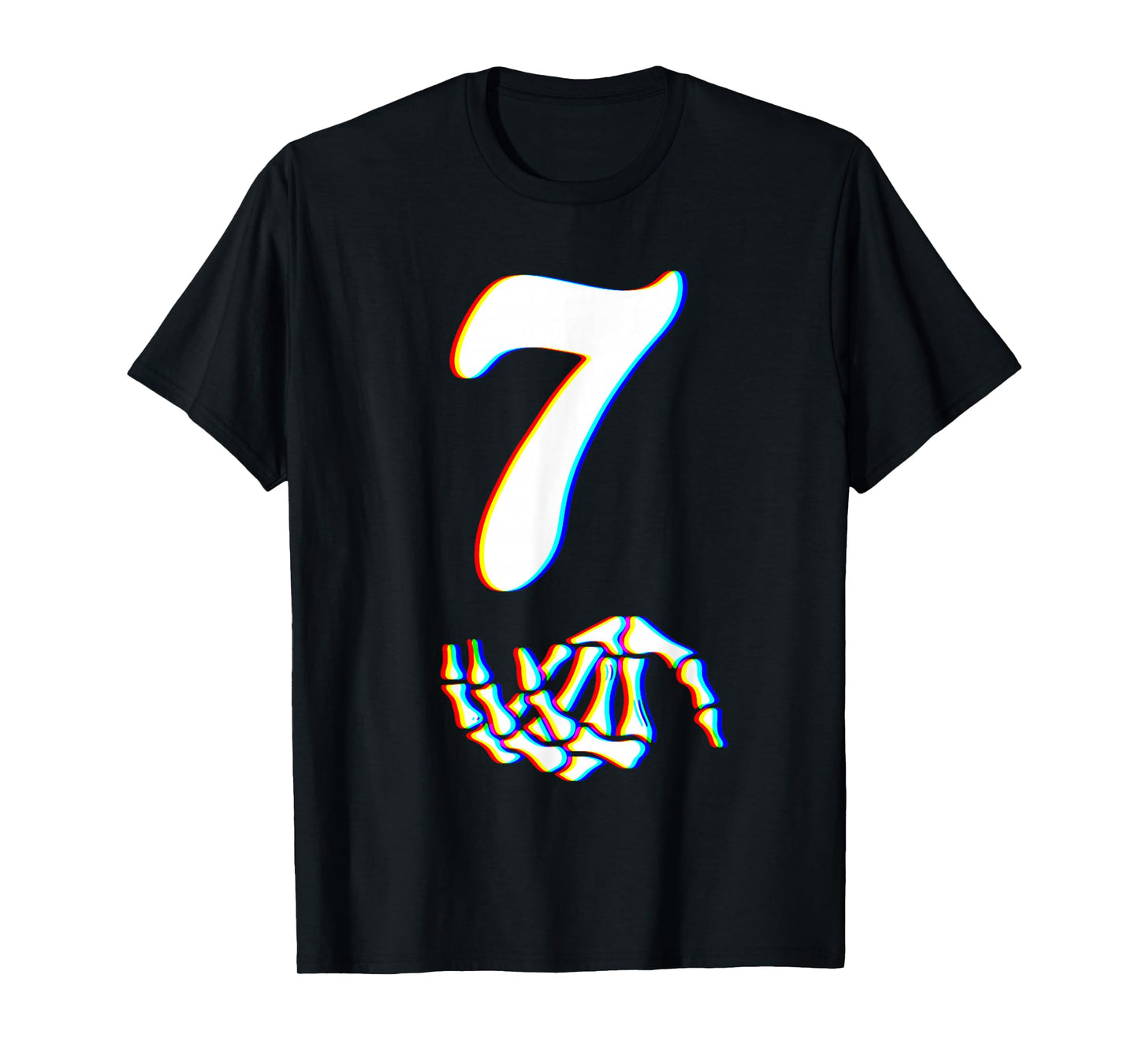 Number 7 Matching 67 Meme Skeleton Hand Halloween Costume T-Shirt