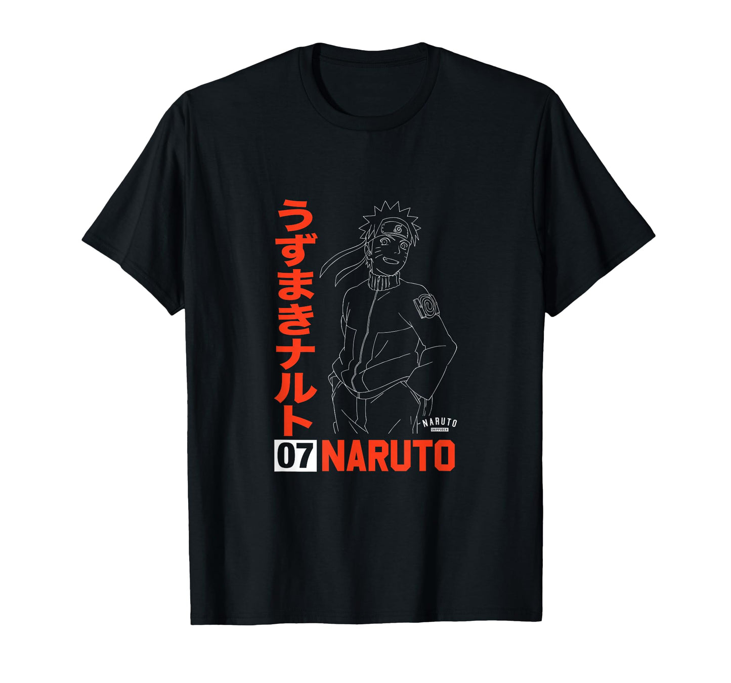 Naruto Naruto Shippuden Uzumaki Line Art T-Shirt - Unisex-Adult, Black, Small, Short Sleeve, T-Shirt, Anime