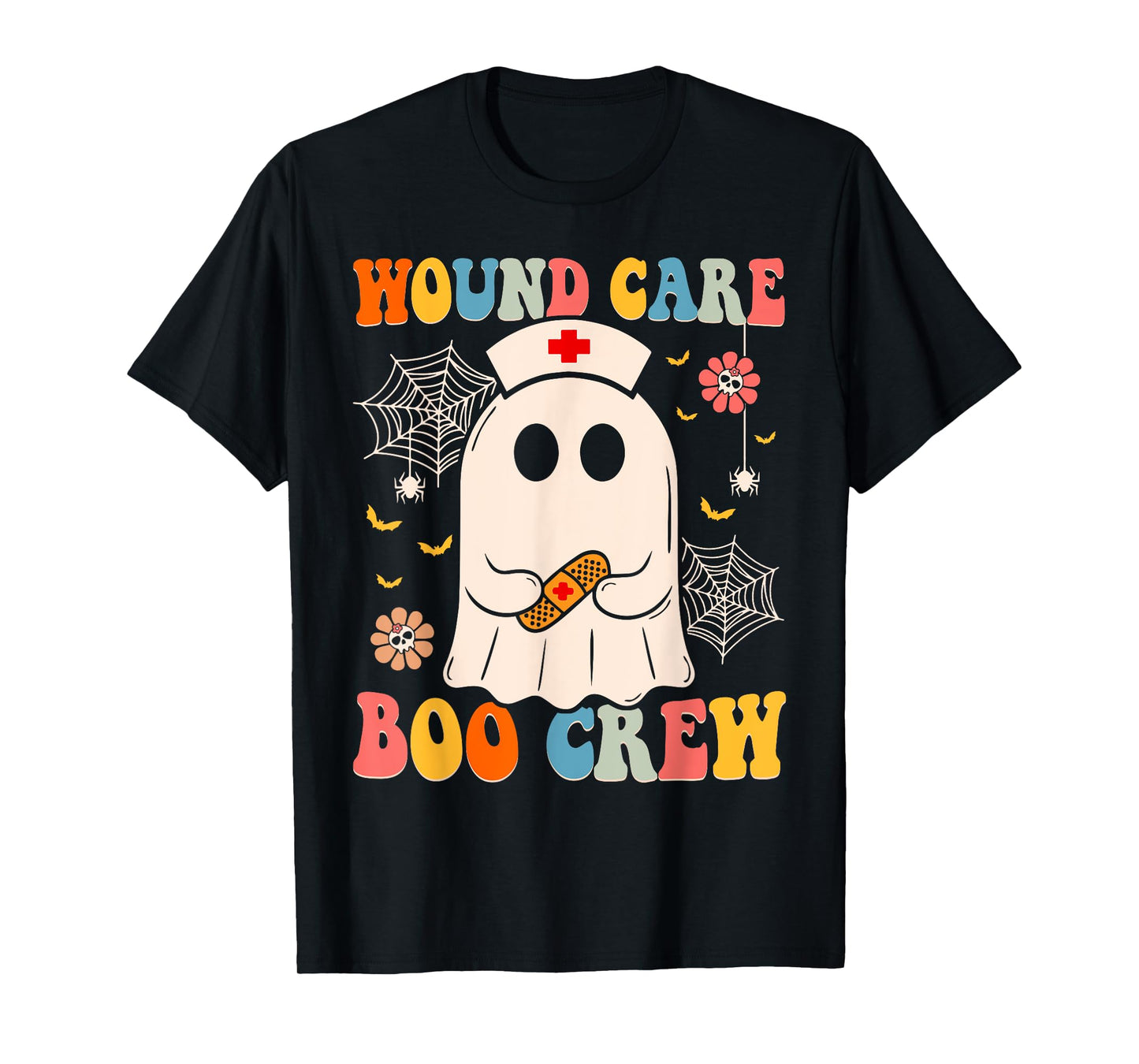 Groovy Wound Care Boo Crew Nurse Funny Ghost Halloween Nurse T-Shirt