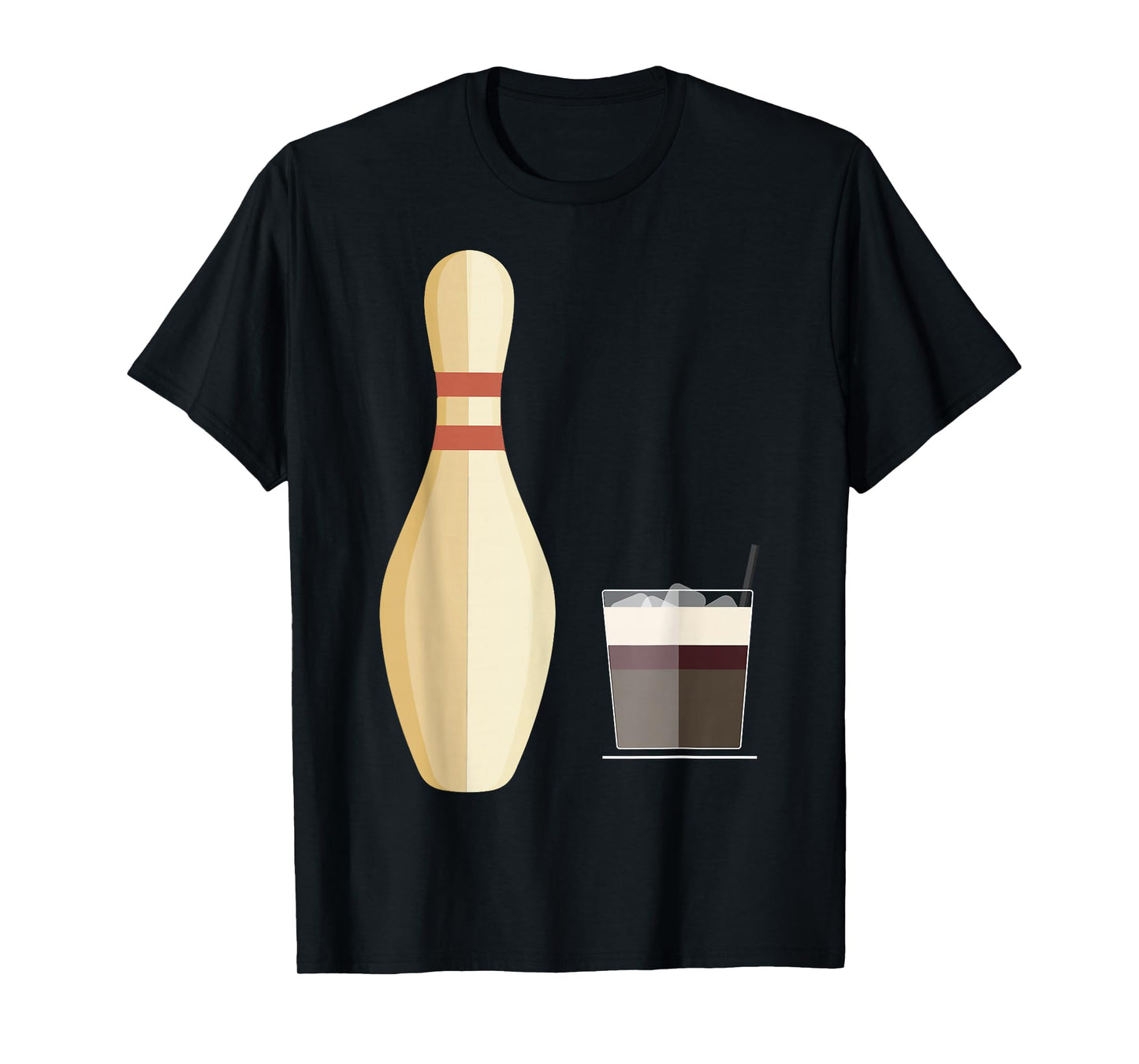 The Big Lebowski Bowling Pin Glass of Whiskey Graphic Tee T-Shirt