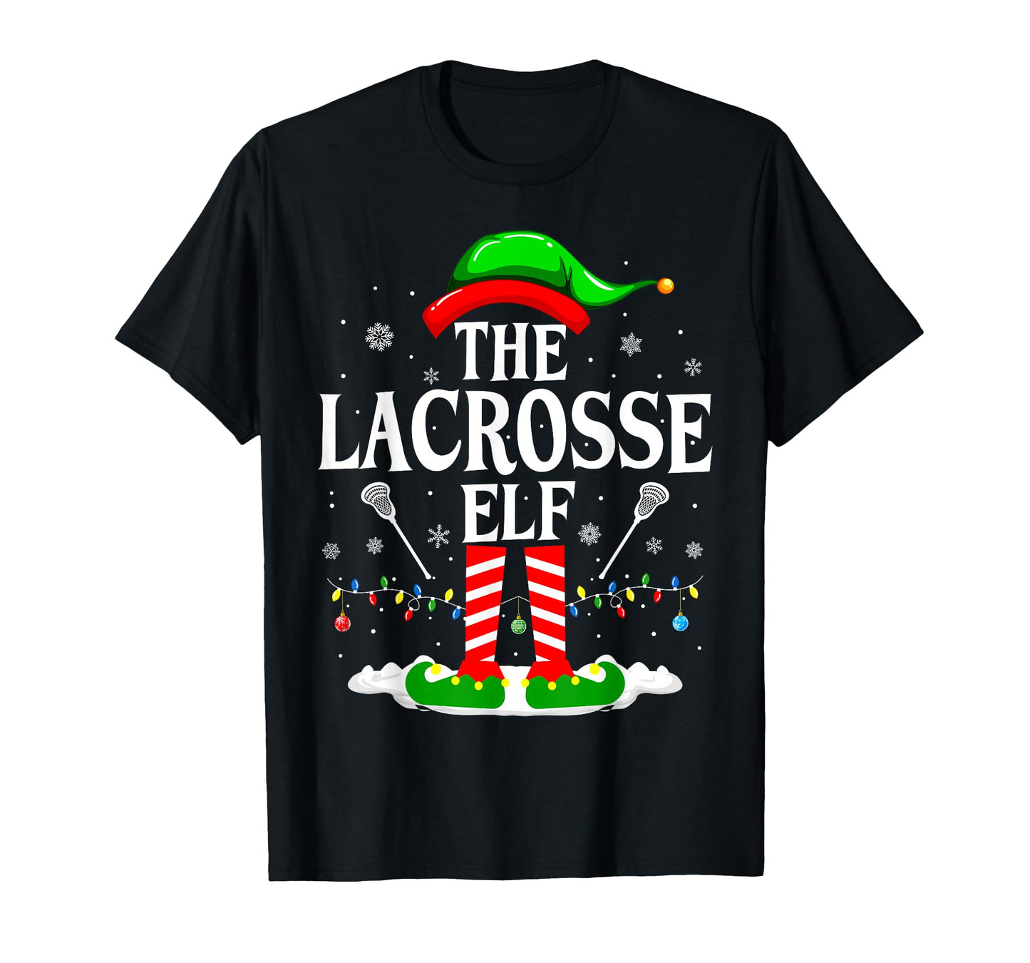 The Lacrosse Elf Funny Matching Xmas Lacrosse Christmas Lax T-Shirt