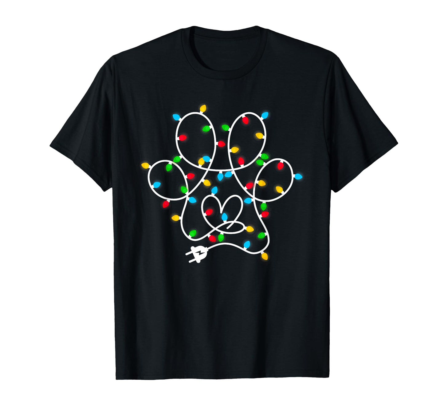 Dog Paw Print Christmas Tree Lights Merry Christmas Pajamas T-Shirt