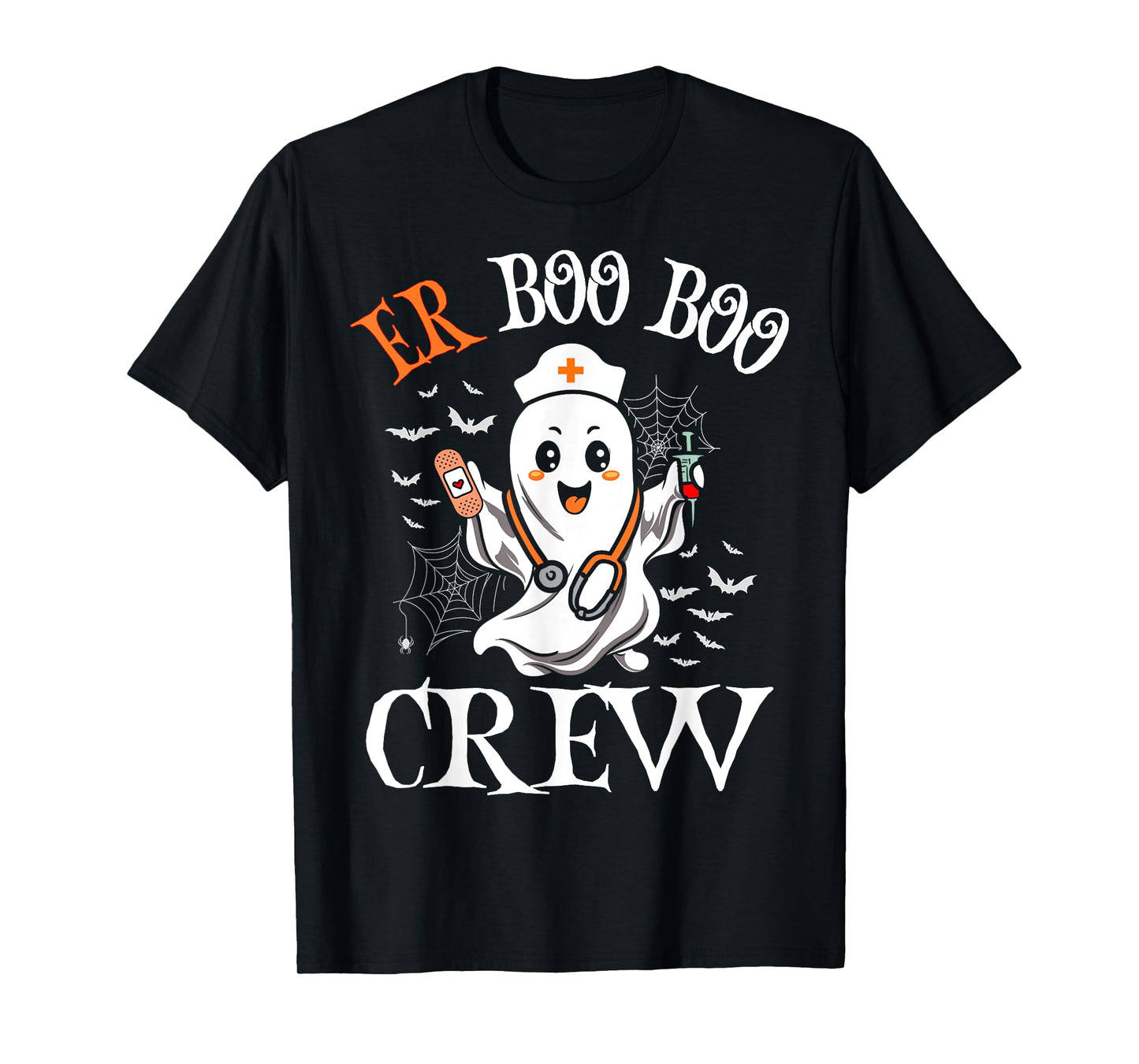 ER Nurse Boo Crew Vintage Halloween Emergency Room Nurse T-Shirt