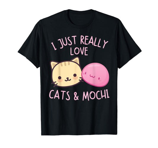 Cute Kawaii Girl Loves Pink Mochi Cat Asian Food Anime Women T-Shirt