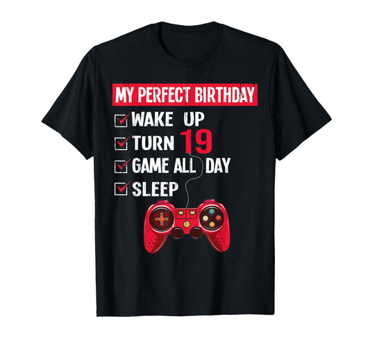 19 Years Old Gamer 19th Birthday Boy My Perfect Party Gift T-Shirt
