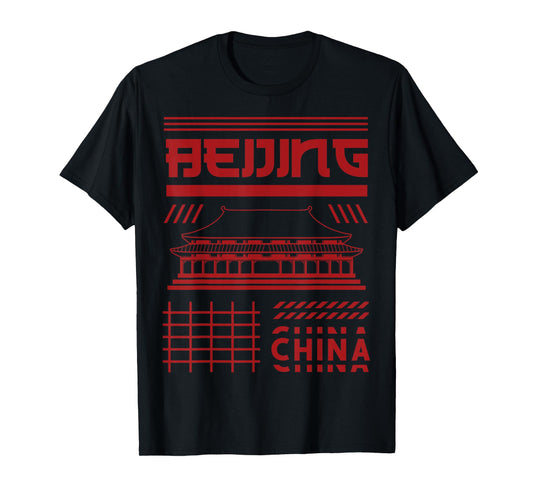 Beijing China City Skyline Silhouette Outline T-Shirt