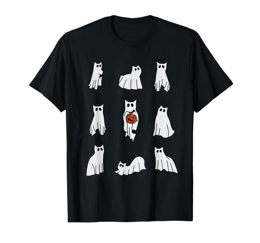 Cute Ghost Cat Funny Halloween Cat Design ghost cat T-Shirt