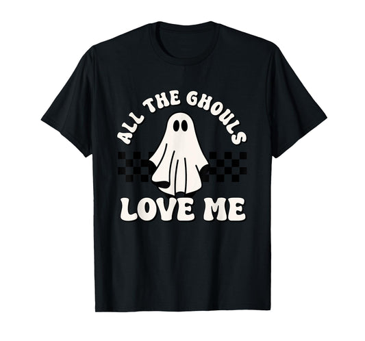 Boys Halloween Ghost Retro Groovy All The Ghouls Love Me T-Shirt