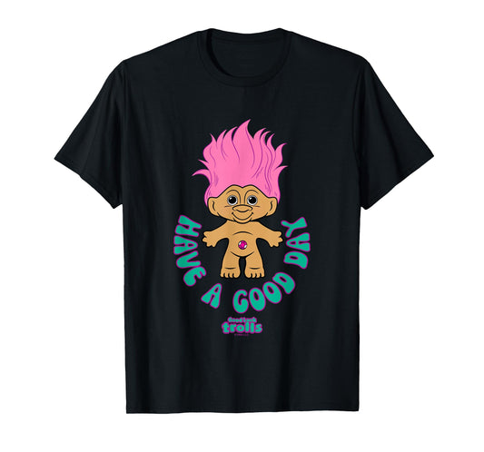 Good Luck Trolls Have A Good Day Cute Pink Troll Chest Logo T-Shirt