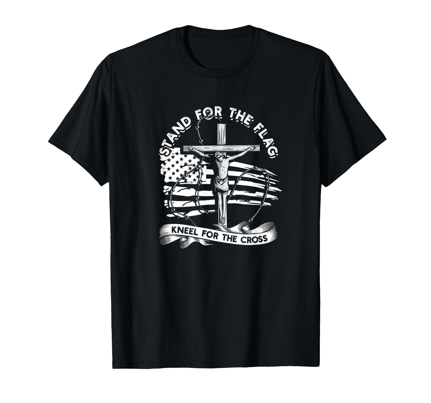 Stand for the Flag Kneel for the Cross - Patriotic Jesus T-Shirt