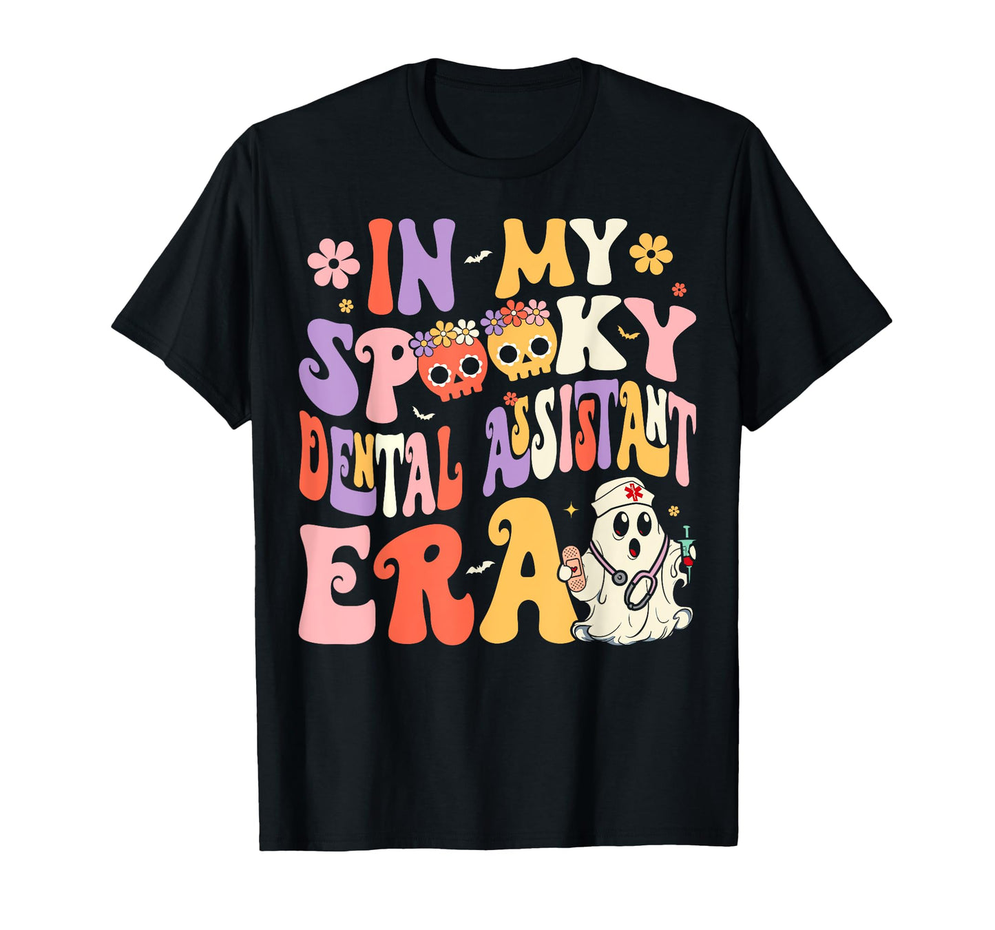 In My Spooky Dental Assistant Era Groovy Ghost Halloween T-Shirt