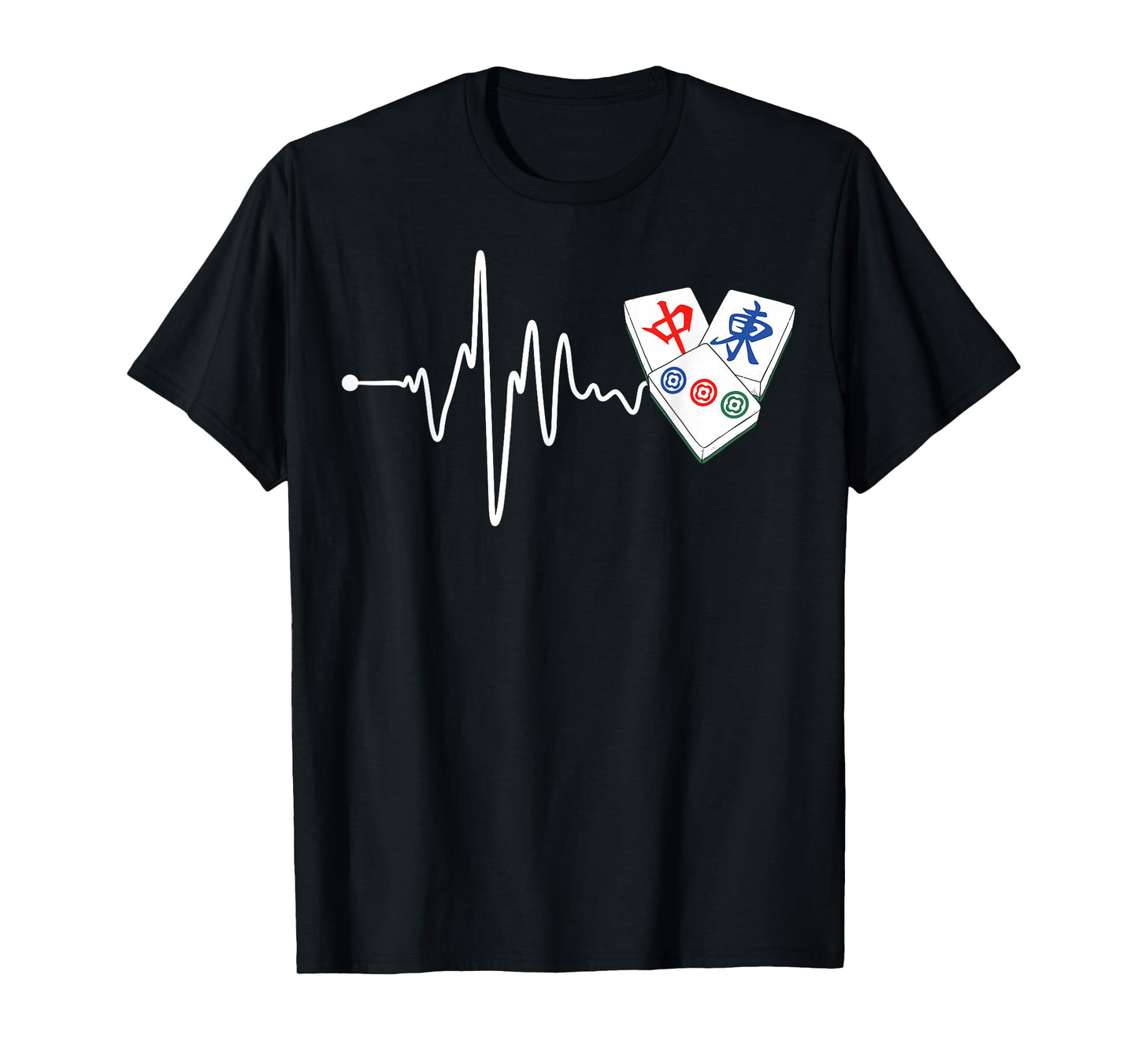 Heartbeat Mahjong Player Tile Game Lover Men Women T-Shirt