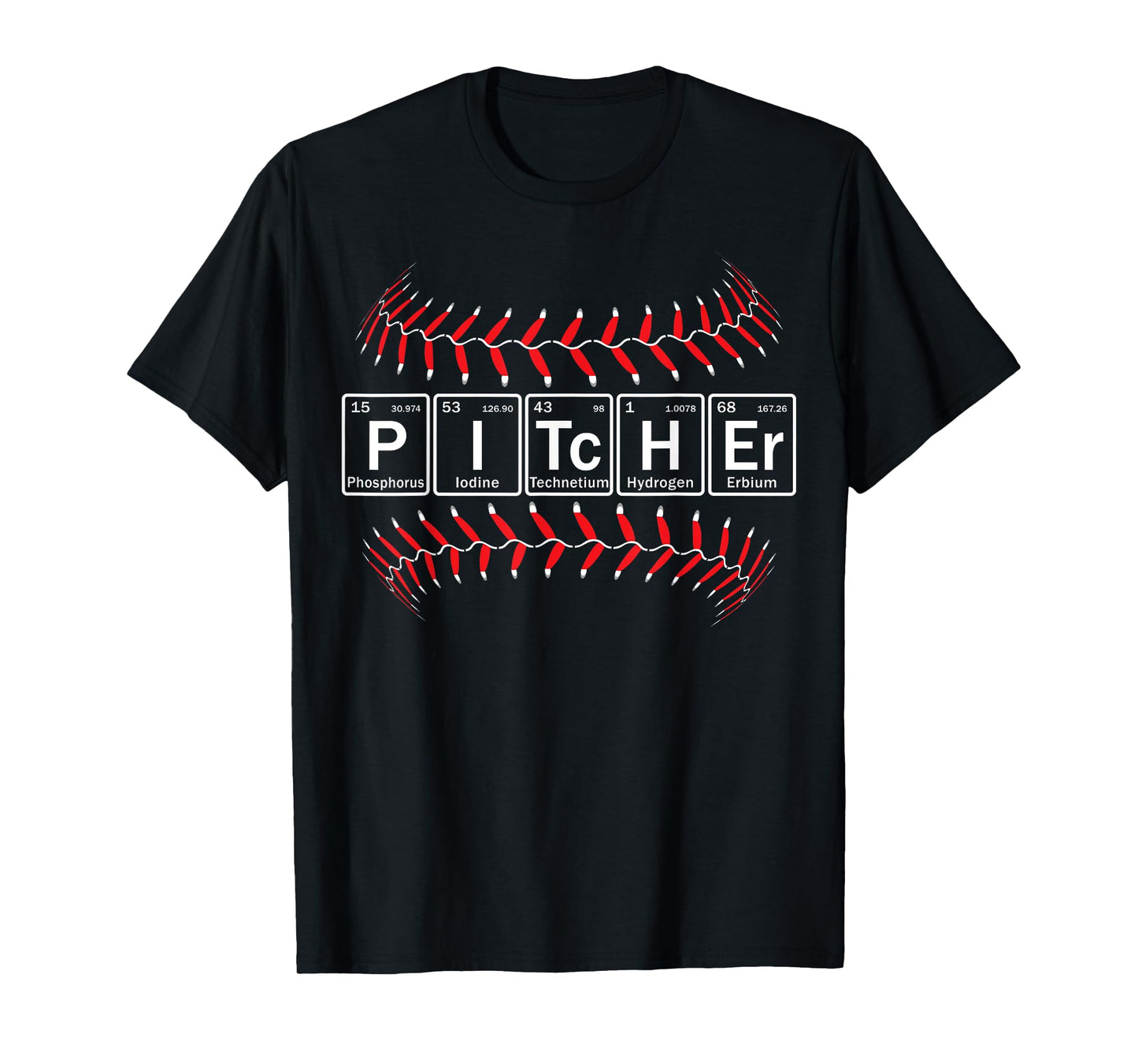 Baseball Pitcher in Periodic Table Elements T-Shirt