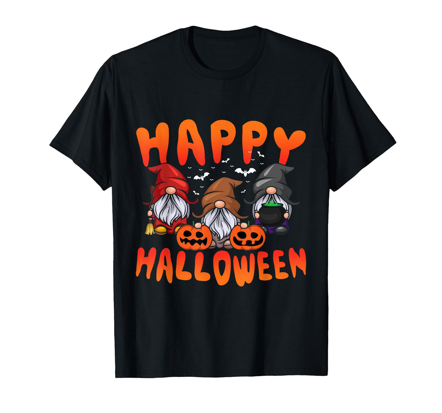 Gnomes Halloween Greeting Holiday Pumpkin Creepy Halloween T-Shirt