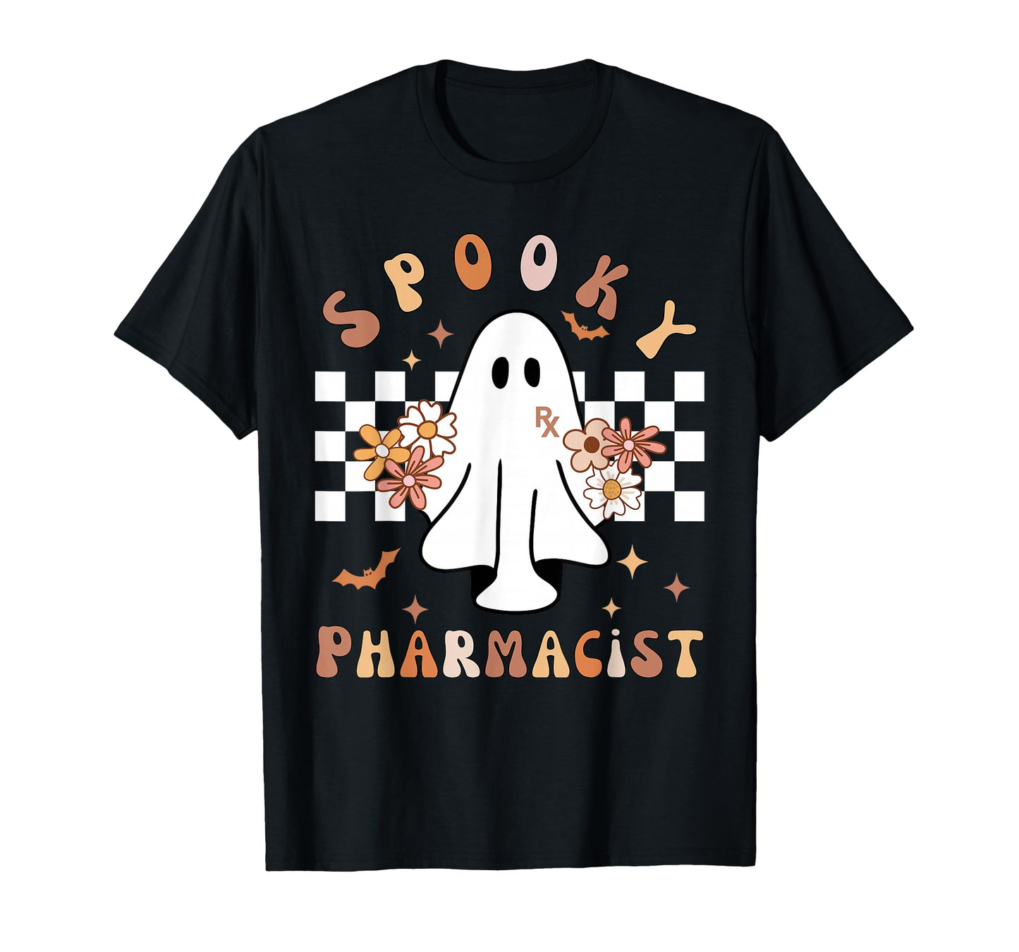Spooky Pharmacist Floral Ghost Halloween Pharmacy Technician T-Shirt