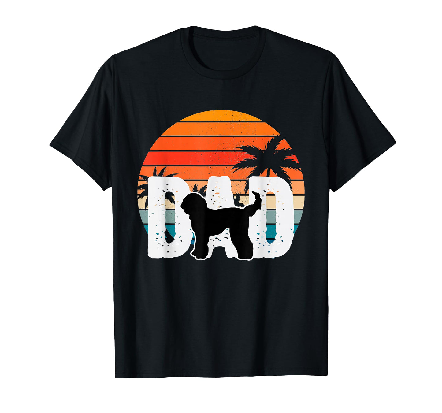 Whoodle Dog Dad Retro Sunset 90s Vintage T-Shirt