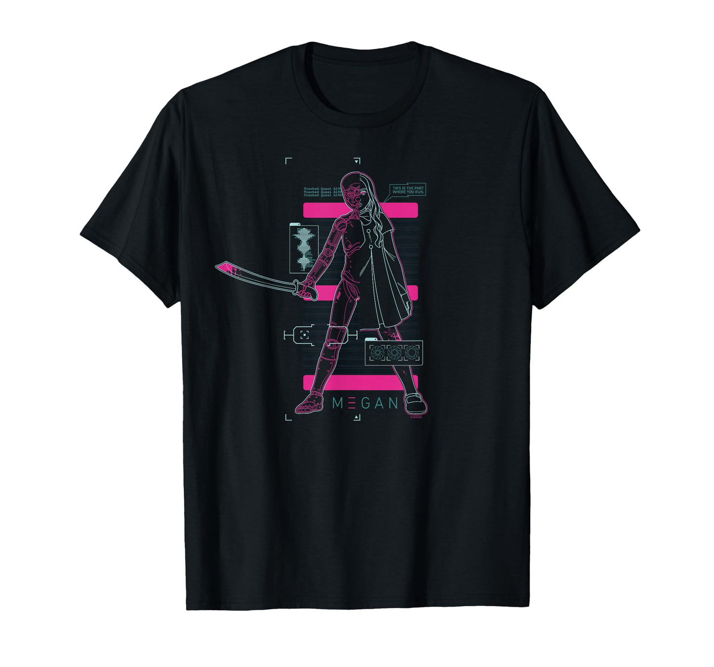 M3GAN Neon Combat Mode Schematic Design T-Shirt