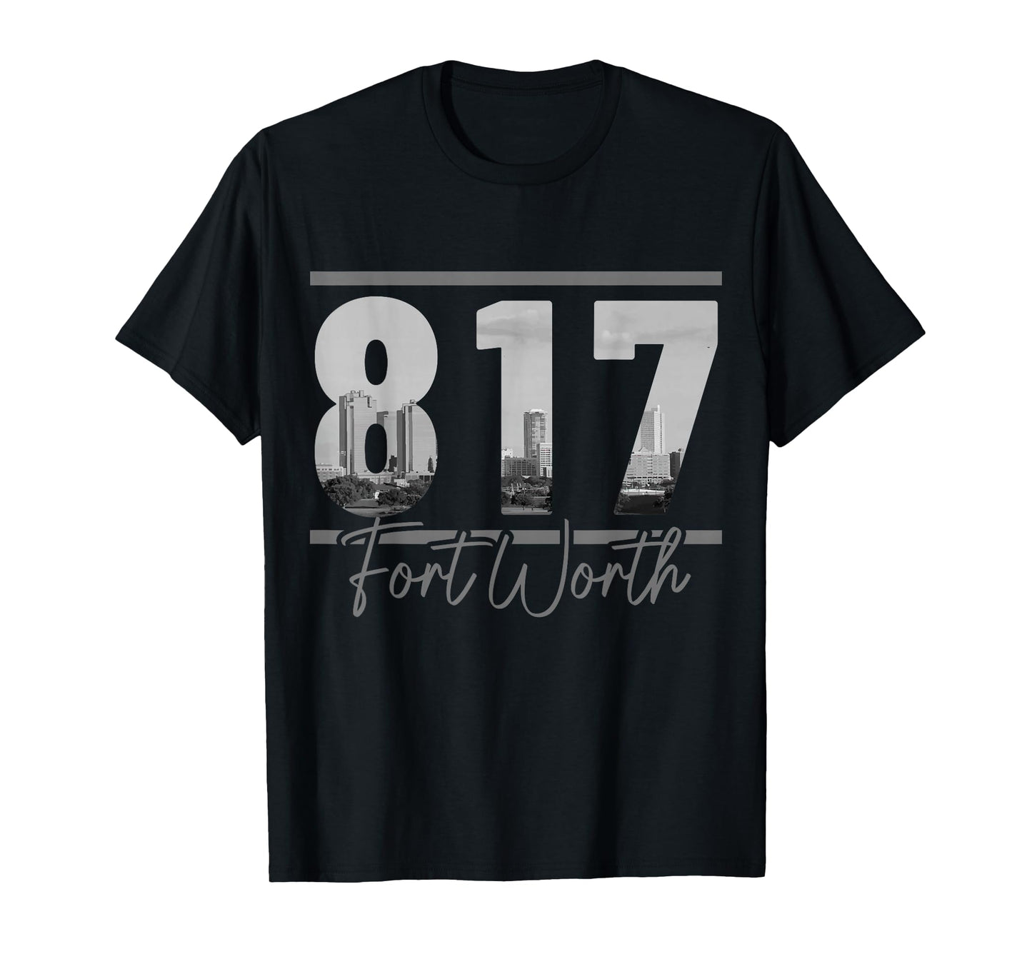 Fort Worth 817 Area Code Skyline Texas Pride Vintage T-Shirt