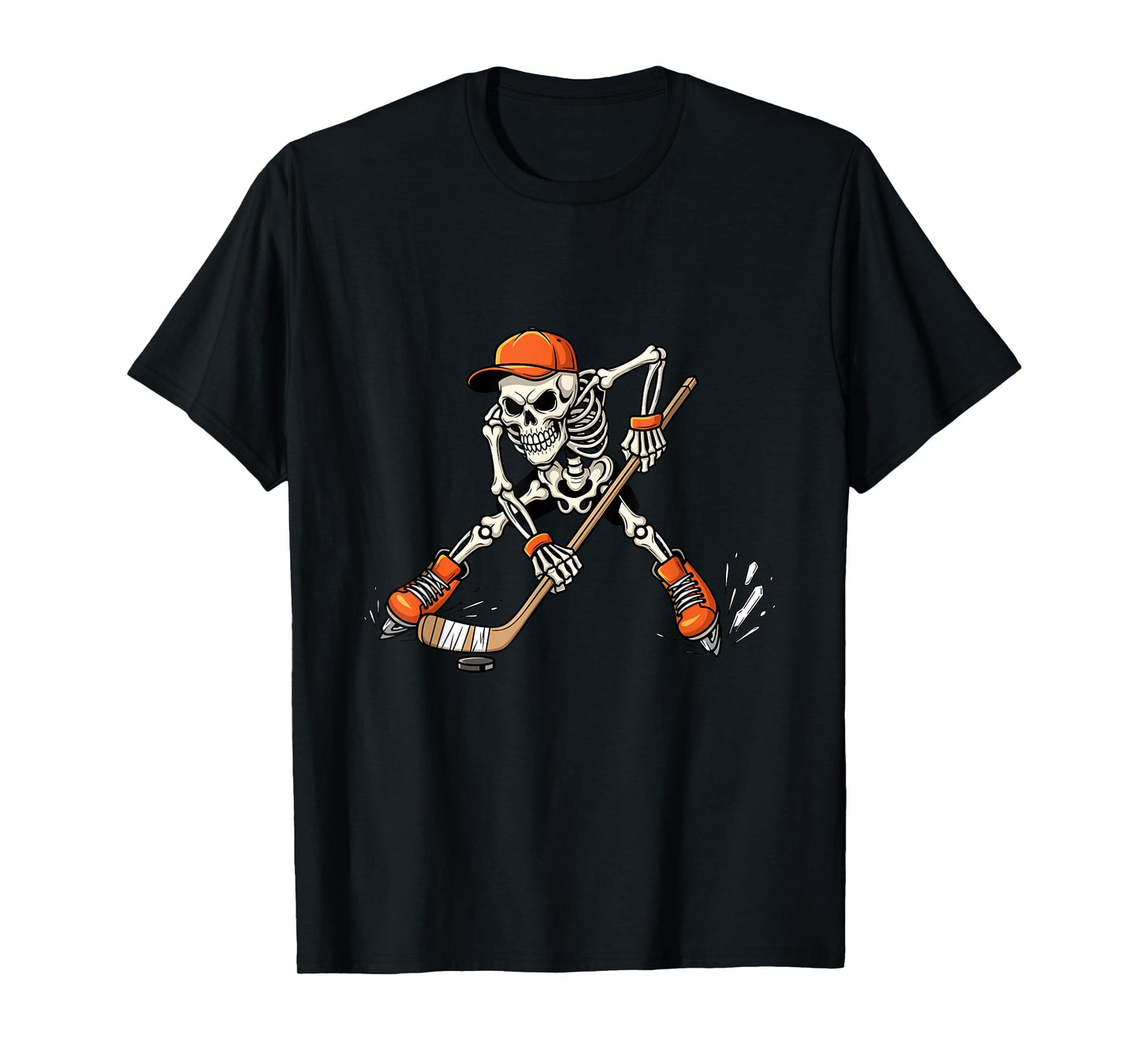 Skeleton Ice Hockey Costume Funny Halloween for Boys T-Shirt