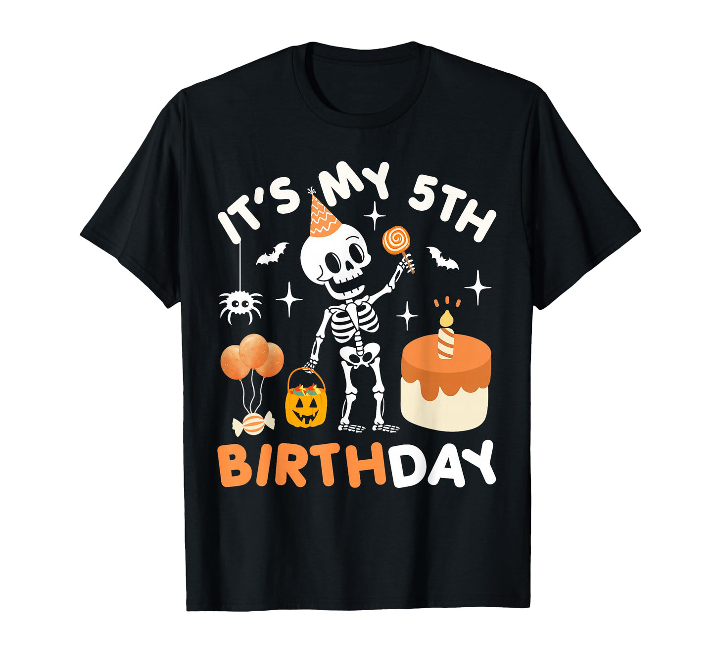 It's My 5th Birthday-Funny Halloween Skeleton 5th Bday Boys T-Shirt