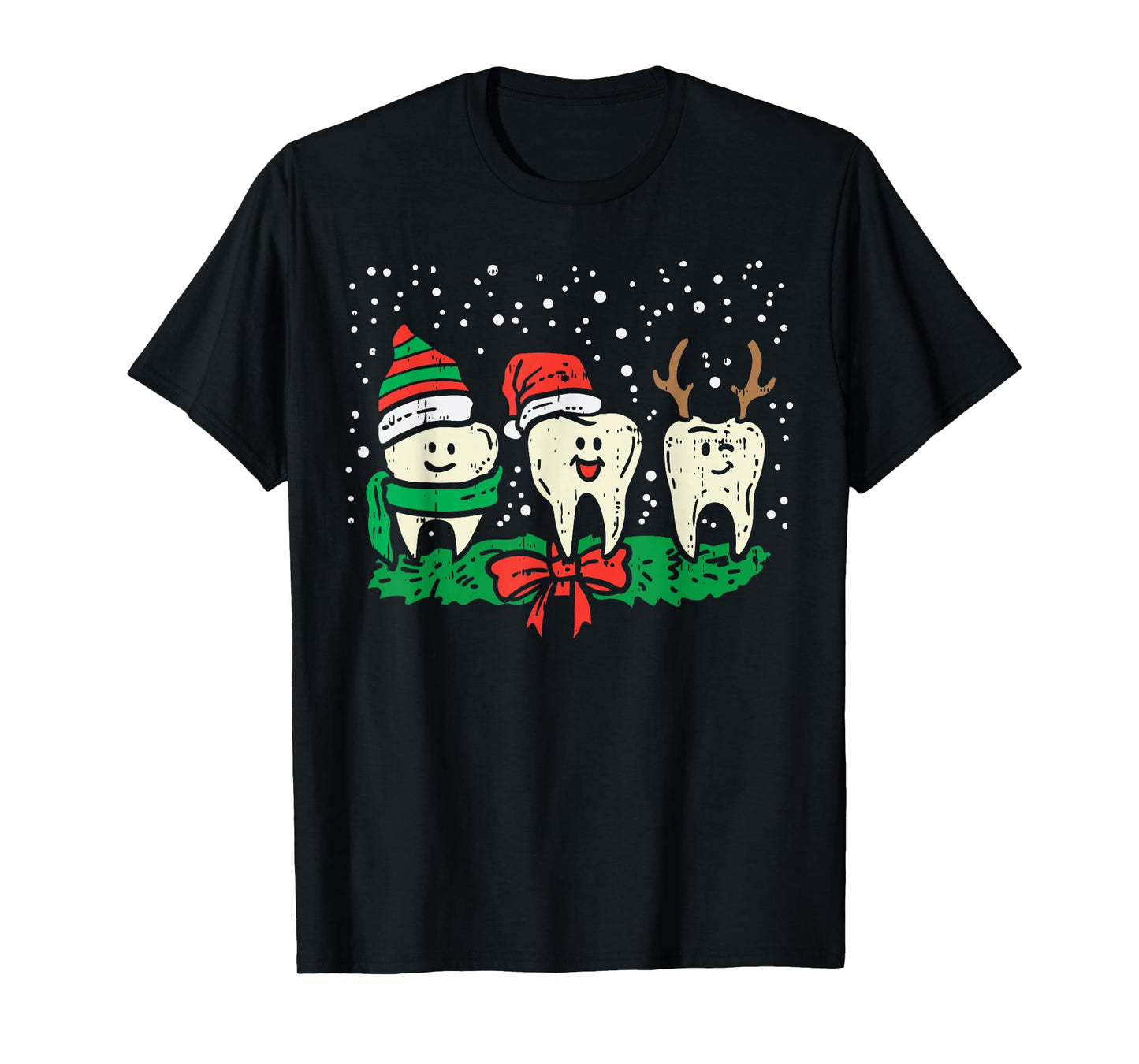 Dental Cute Christmas Teeth Reindeer Santa Snow Dentist Gift T-Shirt